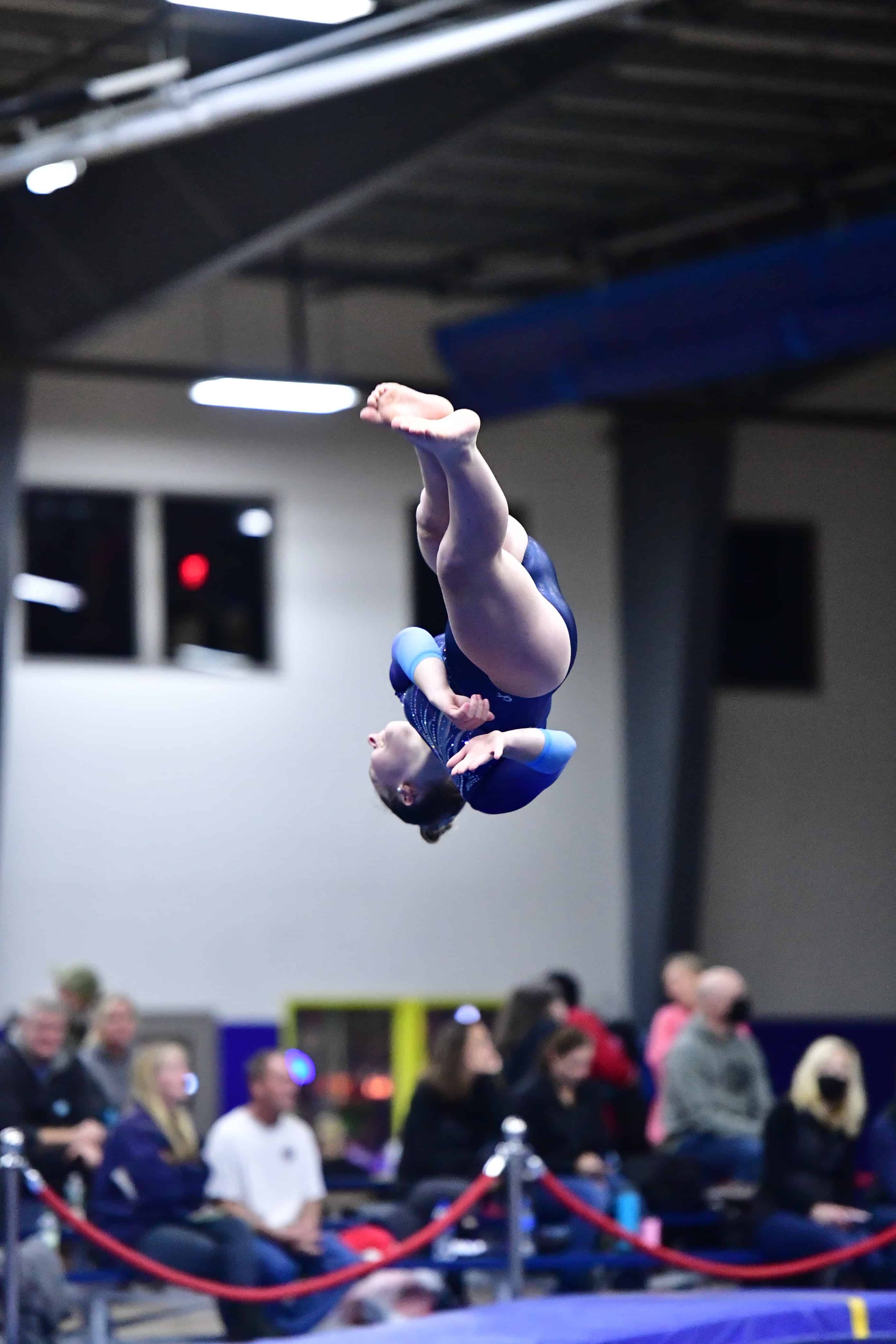 gymnast flying in air